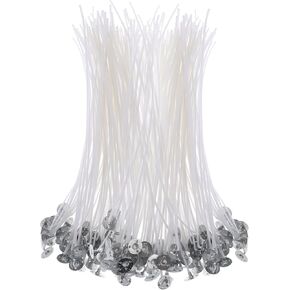 100 PCS Candle Wicks for Candle Making, Cotton Candle Wick 8'' Candle Wicks Candle Cotton Wicks Candle Making Supplies Pre-Waxed for Candle Making,Candle DIY, Thick Candle Wick with Base