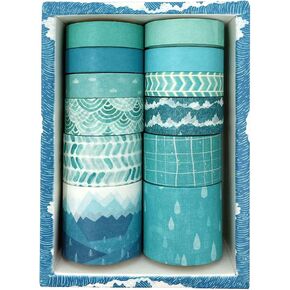 allydrew Decorative Washi Tape Box Set for DIY Arts & Crafts, Scrapbooking, Diary, Stationery, Card-Making, Gift Wrapping (12 Rolls), Cherry Blossoms