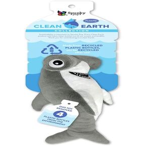 Spunky pup Clean Earth Plush Dog Toy with Squeaker - Recycled, Eco-Friendly, Floats for Beach, Lake, Pool - Shark, Small