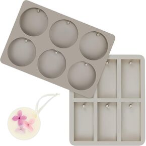 Tioncy 2 Pcs Silicone Wax Molds Round Rectangular Wax Resin Molds Resin Keychain Molds Epoxy Casting Mold with Hanging Hole for DIY Jewelry Making Pendant Crafts Decoration