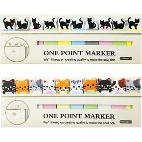 Cute Cat Sticker Bookmark Flag Tab Sticky Notes, Set of 2 (Multicolor)