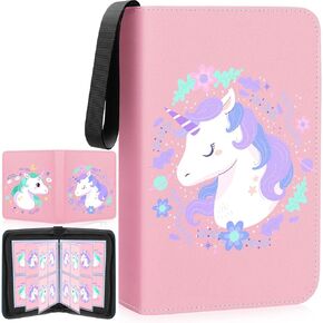 Card Binder for Lorcana/Game Cards, 400 Cards Holder Zipper Card Binder Gift for Girls with 50 Removable Sleeves, Card Binder 4 Pocket Trading Cards Album Collection Binder （Purple）