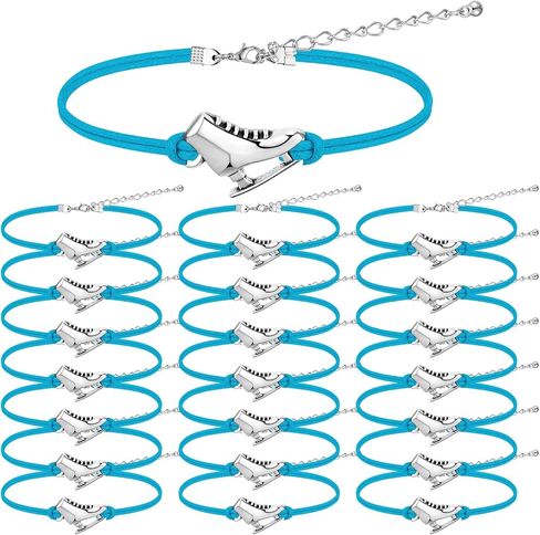 Funtery 24 Pcs Ice Skating Party Favors Figure Skating Bracelet Ice Skating Goodie Item Ice Dancing Sport Bracelet Bulk Figure Skate Gifts for Women Men Skater in Saudi Arabia