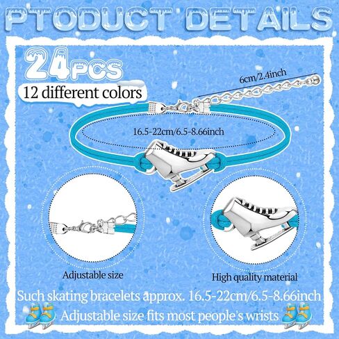Funtery 24 Pcs Ice Skating Party Favors Figure Skating Bracelet Ice Skating Goodie Item Ice Dancing Sport Bracelet Bulk Figure Skate Gifts for Women Men Skater in Saudi Arabia