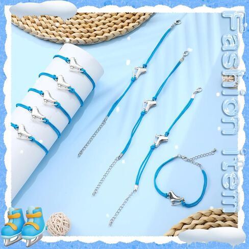 Funtery 24 Pcs Ice Skating Party Favors Figure Skating Bracelet Ice Skating Goodie Item Ice Dancing Sport Bracelet Bulk Figure Skate Gifts for Women Men Skater in Saudi Arabia