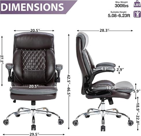 Executive Office Chair,Ergonomic Desk Chair with Adjustable Flip-Up Arms,Computer Office Desk Chair with Rocking Function(Black) in Saudi Arabia