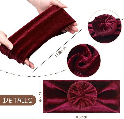 Subesty 3pcs Velvet Baby Headbands, Elastics Baby Girl Bows Classic Knot Newborn Headbands Turban Soft Wide Headwraps for Newborn Infant Toddlers (Black Red Green) in Kuwait