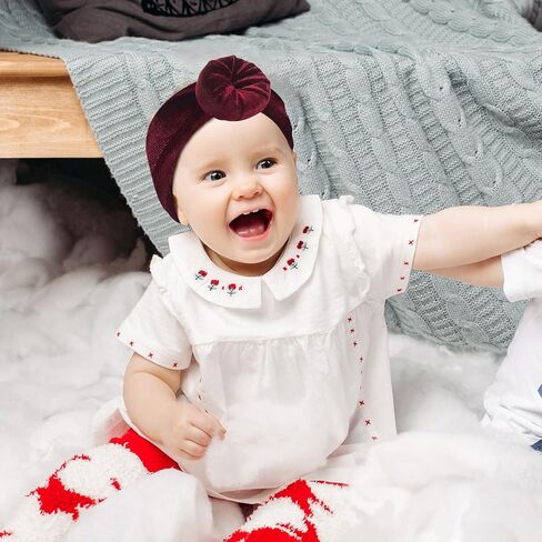Subesty 3pcs Velvet Baby Headbands, Elastics Baby Girl Bows Classic Knot Newborn Headbands Turban Soft Wide Headwraps for Newborn Infant Toddlers (Black Red Green) in Kuwait