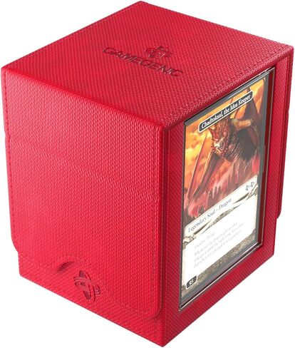 Gamegenic Squire Plus 100+ XL Convertible Deck Box - Holds 100 Double-Sleeved Cards! Premium Commander Card Case, Detachable Slide Card Case, Armorfyber Surface, Red Color, Made by Gamegenic in Kuwait