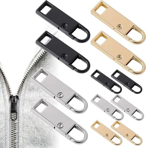 yenblow 12 حزمة معدنية الأمتعة سستة استبدال سحب، الثقيلة طقم إصلاح سستة قابلة للإزالة، 2 حجم قفل إصلاح الرأس لحقائب الأمتعة سترة الظهر معطف الأحذية in Kuwait