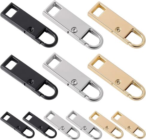 yenblow 12 حزمة معدنية الأمتعة سستة استبدال سحب، الثقيلة طقم إصلاح سستة قابلة للإزالة، 2 حجم قفل إصلاح الرأس لحقائب الأمتعة سترة الظهر معطف الأحذية in Kuwait