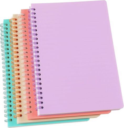 CISMARK Spiral Notebook, 4 Pcs 8.3 Inch x 5.9 Inch A5 Thick Plastic Hardcover 7mm College Ruled 4 Color 80 Sheets /160 Pages Journals for Study and Notes in Kuwait