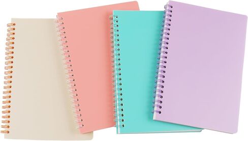 CISMARK Spiral Notebook, 4 Pcs 8.3 Inch x 5.9 Inch A5 Thick Plastic Hardcover 7mm College Ruled 4 Color 80 Sheets /160 Pages Journals for Study and Notes in Kuwait