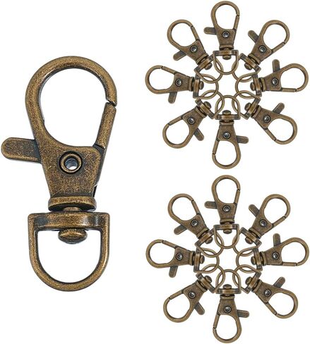 PH PandaHall 50 pcs Metal Lobster Claw Clasps Swivel Lanyards Trigger Snap Hooks Strap 35x13mm for Macrame Keychain, Key Rings, DIY Bags and Jewelry Findings, Antique Bronze in Saudi Arabia