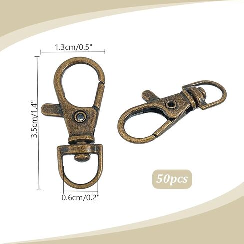 PH PandaHall 50 pcs Metal Lobster Claw Clasps Swivel Lanyards Trigger Snap Hooks Strap 35x13mm for Macrame Keychain, Key Rings, DIY Bags and Jewelry Findings, Antique Bronze in Saudi Arabia