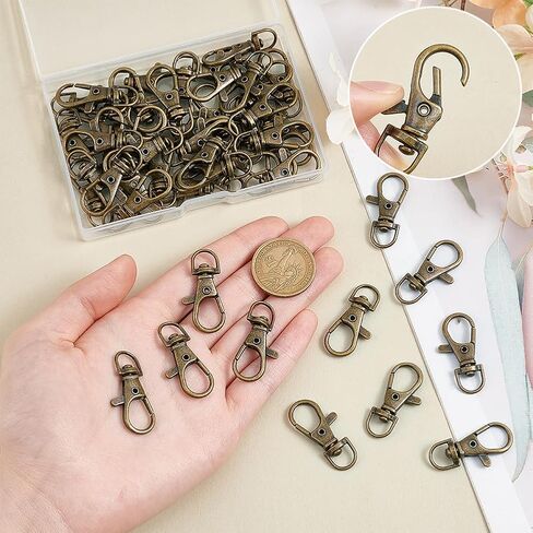 PH PandaHall 50 pcs Metal Lobster Claw Clasps Swivel Lanyards Trigger Snap Hooks Strap 35x13mm for Macrame Keychain, Key Rings, DIY Bags and Jewelry Findings, Antique Bronze in Saudi Arabia