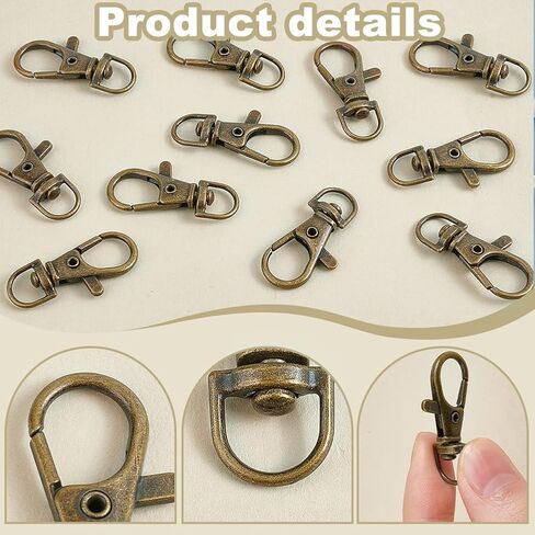 PH PandaHall 50 pcs Metal Lobster Claw Clasps Swivel Lanyards Trigger Snap Hooks Strap 35x13mm for Macrame Keychain, Key Rings, DIY Bags and Jewelry Findings, Antique Bronze in Saudi Arabia