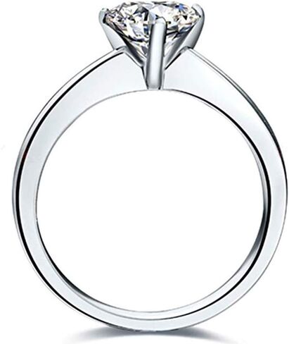 Fashion Jewelry 925 Sterling Silver 1CT Simulated Diamond Heart Shape Ring Solitaire Engagement for Women (7) in Saudi Arabia