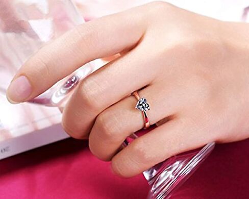 Fashion Jewelry 925 Sterling Silver 1CT Simulated Diamond Heart Shape Ring Solitaire Engagement for Women (7) in Saudi Arabia