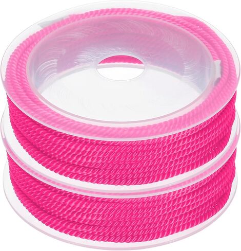 MECCANIXITY 2Pcs Nylon Thread Twine Beading Cord, 23ft Stretchy Braided Bracelets String Cord Rope for Jewelry Making DIY Crafts Necklaces, Fluorescent Pink in Saudi Arabia