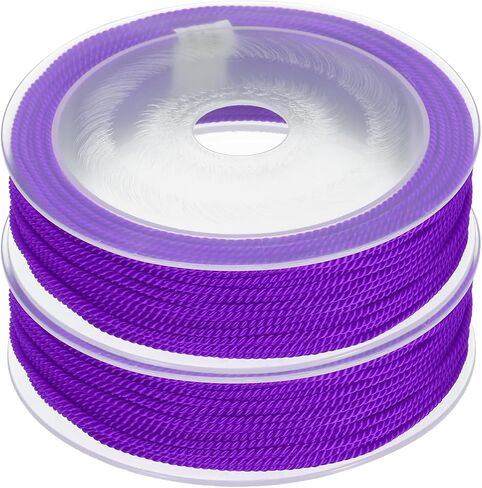 MECCANIXITY 2Pcs Nylon Thread Twine Beading Cord, 23ft Stretchy Braided Bracelets String Cord Rope for Jewelry Making DIY Crafts Necklaces, Fluorescent Pink in Saudi Arabia