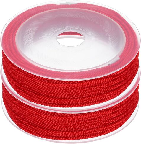 MECCANIXITY 2Pcs Nylon Thread Twine Beading Cord, 23ft Stretchy Braided Bracelets String Cord Rope for Jewelry Making DIY Crafts Necklaces, Fluorescent Pink in Saudi Arabia