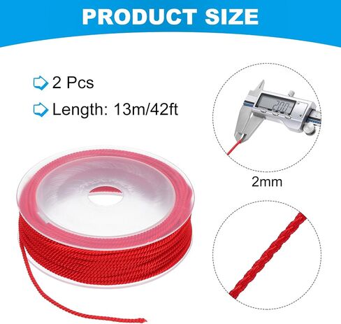MECCANIXITY 2Pcs Nylon Thread Twine Beading Cord, 23ft Stretchy Braided Bracelets String Cord Rope for Jewelry Making DIY Crafts Necklaces, Fluorescent Pink in Saudi Arabia