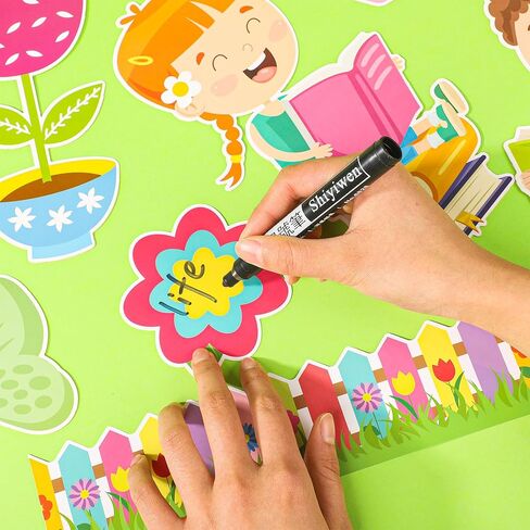 عندما نتعلم أننا ننمو، قطع نشرة للفصل الدراسي، لوحة نشرة زهرية، ديكور مع حدود للوازم المنزلية لنافذة المدرسة والحفلات ذات الطابع الزهري، 66 قطعة in Kuwait