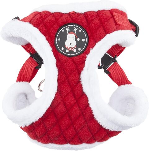 Puppia Blitzen Comfort Dog Harness Step-in Warm Winter Christmas Holiday Harness for Small and Medium Dog, Checkered Red, Medium in Saudi Arabia