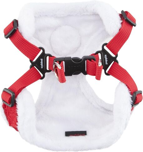 Puppia Blitzen Comfort Dog Harness Step-in Warm Winter Christmas Holiday Harness for Small and Medium Dog, Checkered Red, Medium in Saudi Arabia