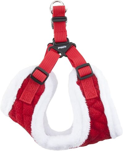 Puppia Blitzen Comfort Dog Harness Step-in Warm Winter Christmas Holiday Harness for Small and Medium Dog, Checkered Red, Medium in Saudi Arabia