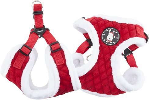 Puppia Blitzen Comfort Dog Harness Step-in Warm Winter Christmas Holiday Harness for Small and Medium Dog, Checkered Red, Medium in Saudi Arabia