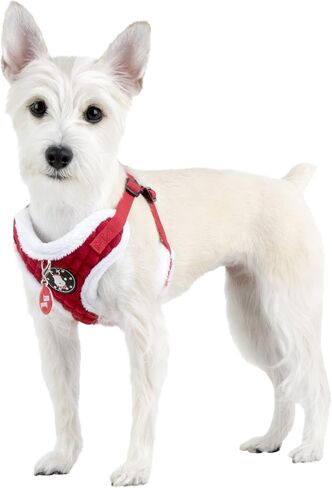 Puppia Blitzen Comfort Dog Harness Step-in Warm Winter Christmas Holiday Harness for Small and Medium Dog, Checkered Red, Medium in Saudi Arabia