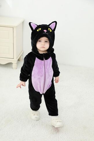 Dcohmch Toddler Baby Black Cat Costume Cute Hooded Jumpsuit Zipper Snowsuit Infant Boy Girl Warm Winter Clothes 0-3T in Saudi Arabia