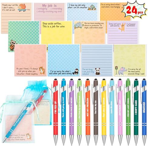 Funny Coworker Gifts, Pens with Inspirational Sayings + Sticky Notes, Work Gift Bulk for Adults Office Supplies Set in Kuwait