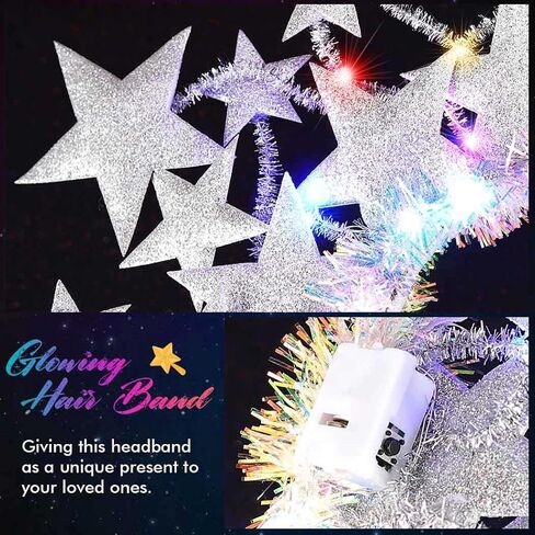 GORTIN Light up Stars Headband LED Christmas Hair Band Glowing Costume Headwear Rave Party Hair Accessories in Kuwait