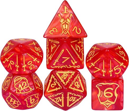 25mm Giant Polyhedral Dice Set, Sword and Shield DND Dice 7-Die Large Dice Set with Leather Dice Bag for Role Playing Game Dungeons and Dragons(Black) in Saudi Arabia