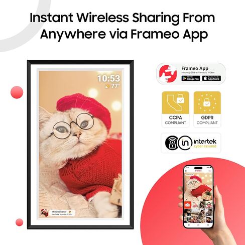 ApoloSign Frameo Digital Picture Frame 10.1 inch Smart WiFi Digital Photo Frame 32GB with 1280x800 IPS Touch Screen, Auto-Rotate and Slideshow, Easy Setup to Share Photos Or Videos in Saudi Arabia