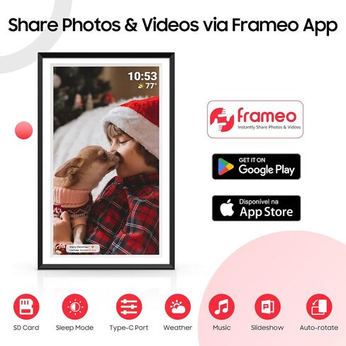 ApoloSign Frameo Digital Picture Frame 10.1 inch Smart WiFi Digital Photo Frame 32GB with 1280x800 IPS Touch Screen, Auto-Rotate and Slideshow, Easy Setup to Share Photos Or Videos in Saudi Arabia