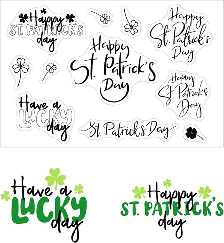 St. Patrick's Day Sentiment Clear Stamps for Card Making or Journaling Clover Leaf Have a Lucky Day Rubber Stamps for Gift Tags Scrapbooking Photo Album and Other Paper Crafts Deco in Saudi Arabia