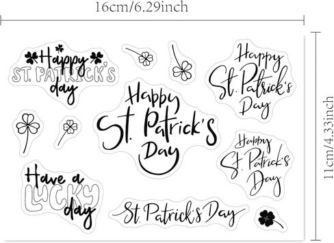 St. Patrick's Day Sentiment Clear Stamps for Card Making or Journaling Clover Leaf Have a Lucky Day Rubber Stamps for Gift Tags Scrapbooking Photo Album and Other Paper Crafts Deco in Saudi Arabia