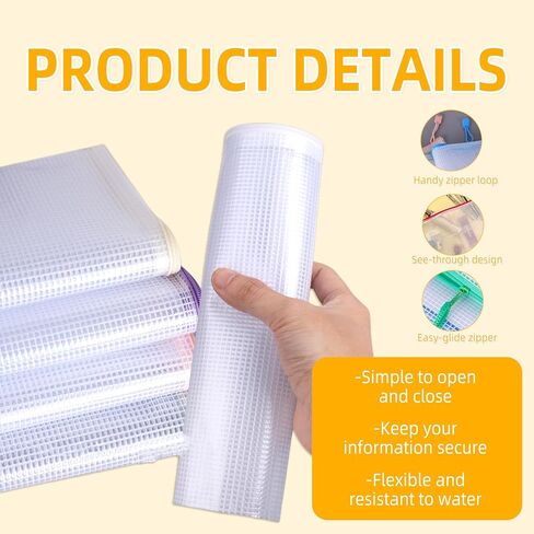 12-Pack Waterproof Mesh Zipper Pouches, 13 x 9.25 Inch A4/Letter Size, Multi-Colored Document Storage Bags, Durable File Organizers for School, Office Supplies, and Travel - 6 Colors, 2 Pieces Each in Saudi Arabia