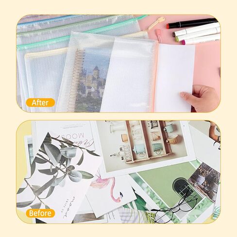 12-Pack Waterproof Mesh Zipper Pouches, 13 x 9.25 Inch A4/Letter Size, Multi-Colored Document Storage Bags, Durable File Organizers for School, Office Supplies, and Travel - 6 Colors, 2 Pieces Each in Saudi Arabia