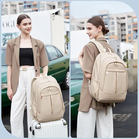 Travel Laptop Backpack for Women 15.6 Inch Computer Backpacks with USB Charging Hole Anti Theft Carry on Bag College Bookbag Large Black Back Pack for Work Business Traveling Commuter Daypack-Black in Kuwait