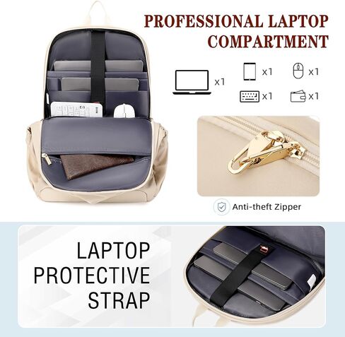 Travel Laptop Backpack for Women 15.6 Inch Computer Backpacks with USB Charging Hole Anti Theft Carry on Bag College Bookbag Large Black Back Pack for Work Business Traveling Commuter Daypack-Black in Kuwait