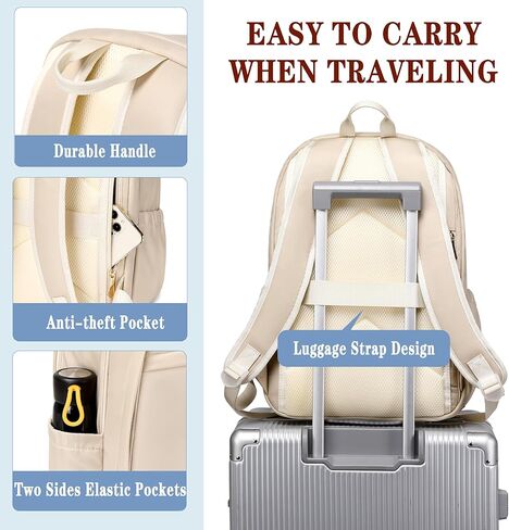 Travel Laptop Backpack for Women 15.6 Inch Computer Backpacks with USB Charging Hole Anti Theft Carry on Bag College Bookbag Large Black Back Pack for Work Business Traveling Commuter Daypack-Black in Kuwait