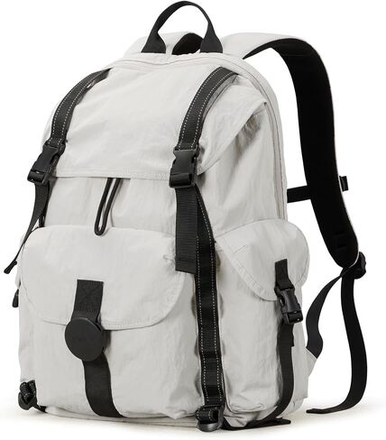 mixi Travel Backpack for Women Men, 18 Inch Carry On Laptop Backpack Flight Approved fits 16'' Laptop, Lightweight Waterproof Hiking Backpack Travel Outdoor Business Casual Daypack, Light Gray in Kuwait