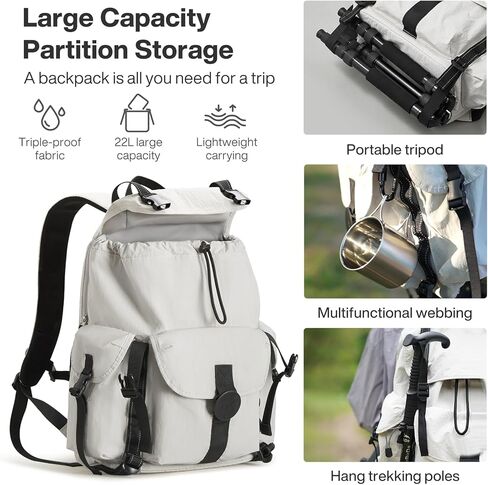 mixi Travel Backpack for Women Men, 18 Inch Carry On Laptop Backpack Flight Approved fits 16'' Laptop, Lightweight Waterproof Hiking Backpack Travel Outdoor Business Casual Daypack, Light Gray in Kuwait
