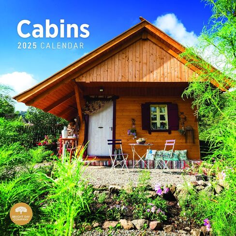 2025 Cabins Monthly Wall Calendar by Bright Day, 12 x 12 Inch Beautiful Landscape Photography Gift in Saudi Arabia