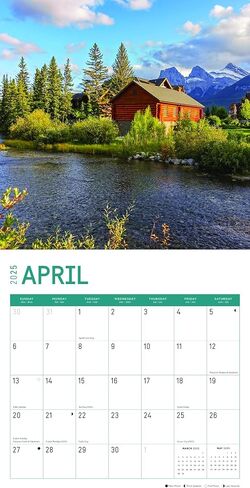 2025 Cabins Monthly Wall Calendar by Bright Day, 12 x 12 Inch Beautiful Landscape Photography Gift in Saudi Arabia